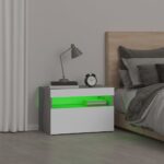 Table de chevet avec lumières LED Sonoma gris 60x35x40 cm – Image 3