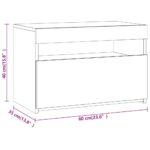 Table de chevet avec lumières LED Sonoma gris 60x35x40 cm – Image 9