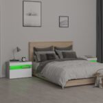 Tables de chevet 2 pcs et lumières LED Sonoma gris 60x35x40 cm – Image 3