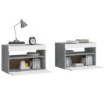 Tables de chevet 2 pcs et lumières LED Sonoma gris 60x35x40 cm – Image 5