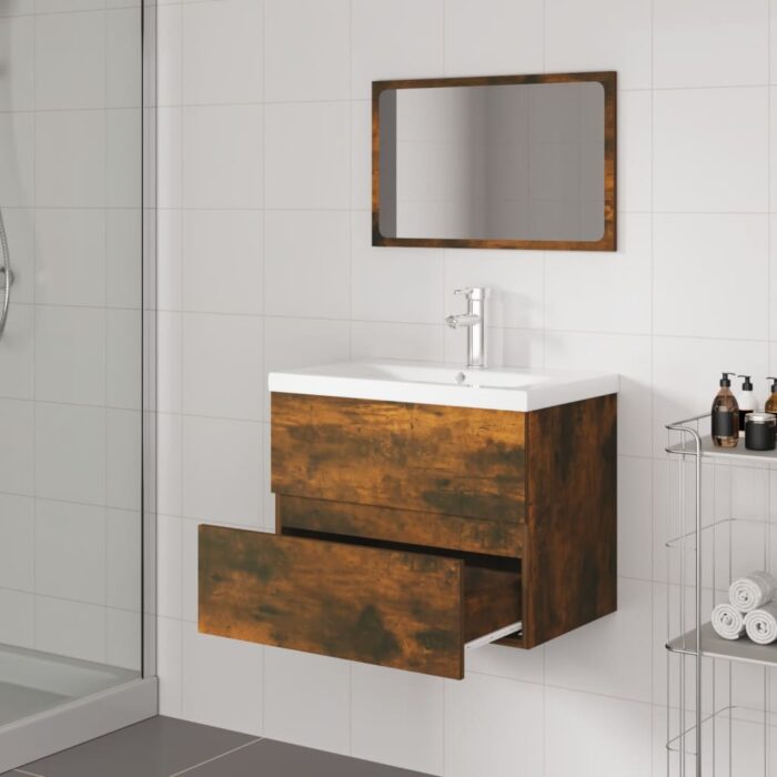 Meubles de salle de bain Chêne fumé Bois d'ingénierie – Image 2