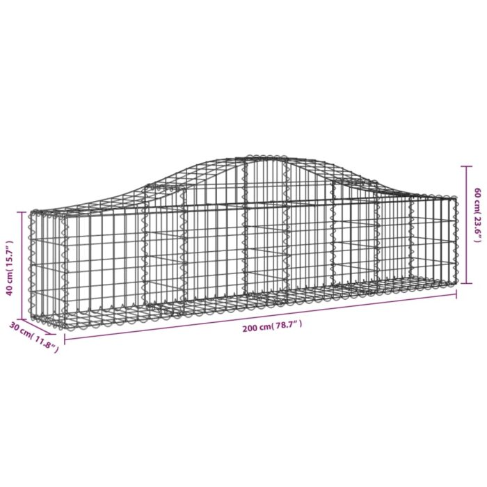 Panier de gabions arqué 200x30x40/60 cm Fer galvanisé – Image 3