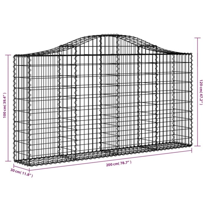 Panier de gabions arqué 200x30x100/120 cm Fer galvanisé – Image 3