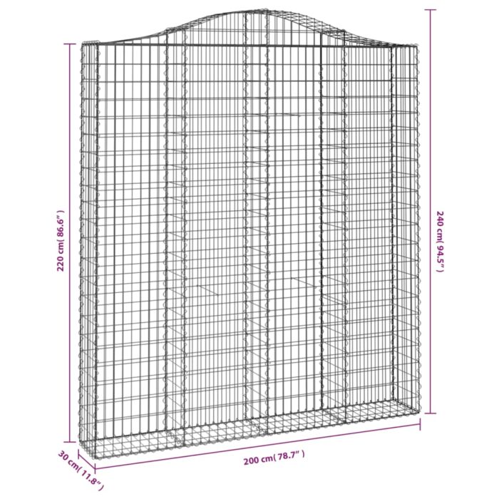 Panier de gabions arqué 200x30x220/240 cm Fer galvanisé – Image 3