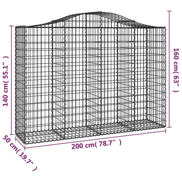 Panier de gabions arqué 200x50x140/160 cm Fer galvanisé – Image 3
