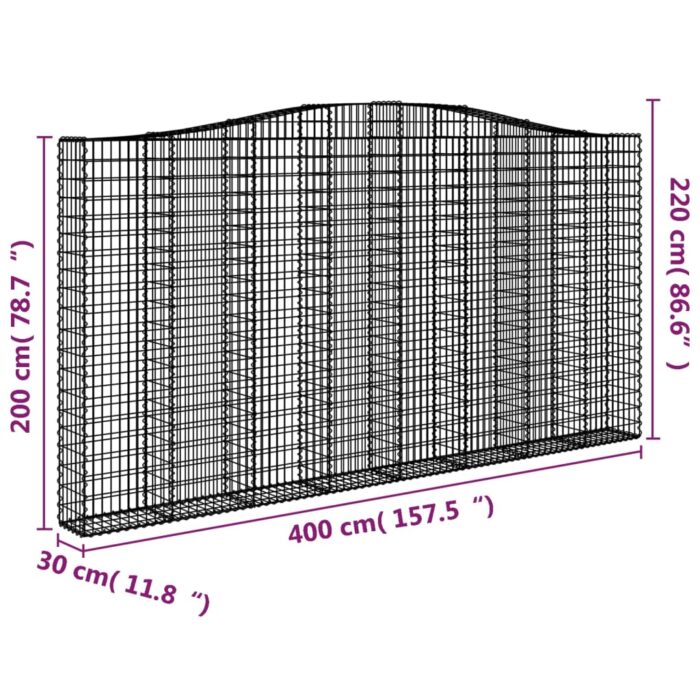 Panier de gabions arqué 400x30x200/220 cm Fer galvanisé – Image 3