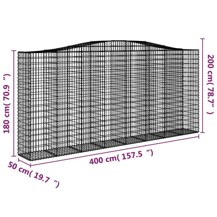 Panier de gabions arqué 400x50x180/200 cm Fer galvanisé – Image 3