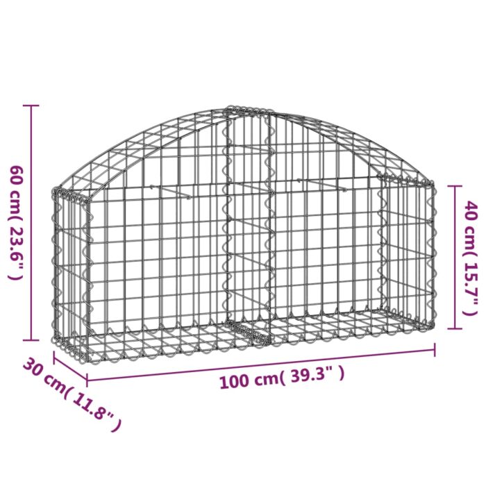 Panier de gabions arqué 100x30x40/60 cm Fer galvanisé – Image 3