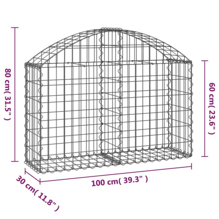 Panier de gabions arqué 100x30x60/80 cm Fer galvanisé – Image 3