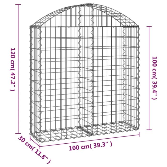 Panier de gabions arqué 100x30x100/120 cm Fer galvanisé – Image 3