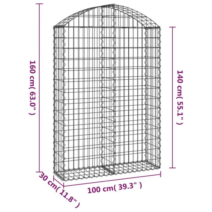 Panier de gabions arqué 100x30x140/160 cm Fer galvanisé – Image 3