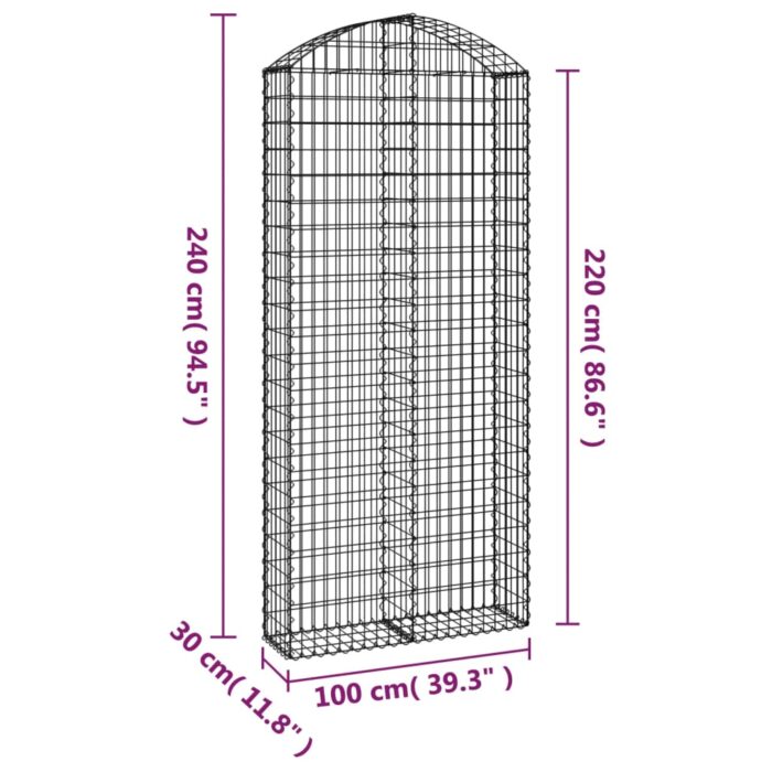 Panier de gabions arqué 100x30x220/240 cm Fer galvanisé – Image 3