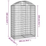 Panier de gabions arqué 100x50x140/160 cm Fer galvanisé – Image 3