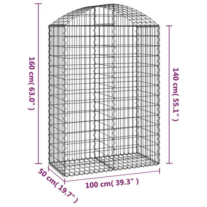 Panier de gabions arqué 100x50x140/160 cm Fer galvanisé – Image 3