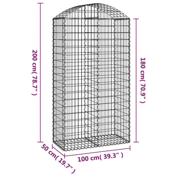 Panier de gabions arqué 100x50x180/200 cm Fer galvanisé – Image 3
