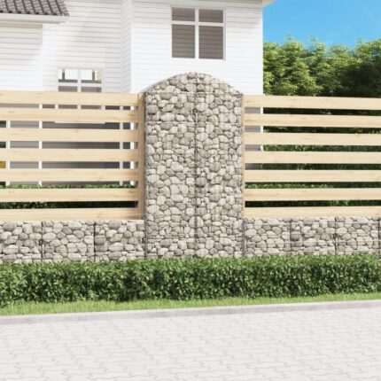 Panier de gabions arqué 100x50x200/220 cm Fer galvanisé