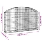 Panier de gabions arqué 150x30x80/100 cm Fer galvanisé – Image 3