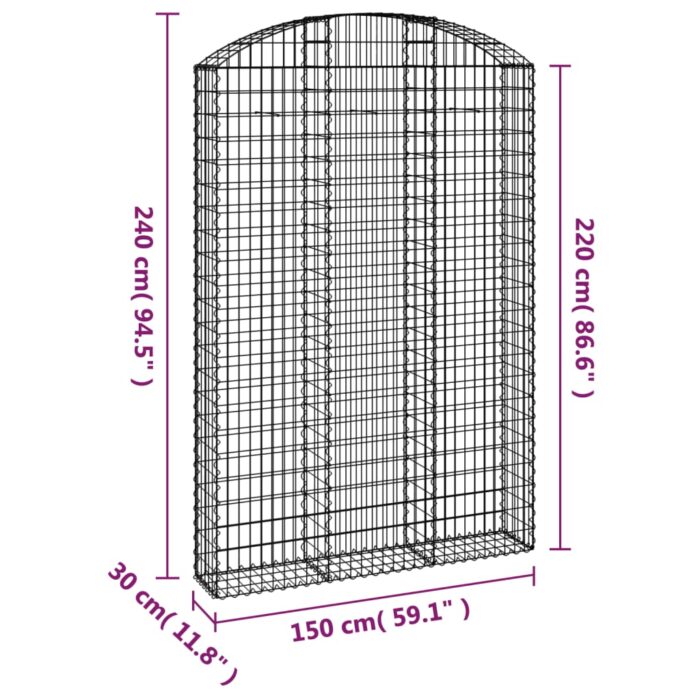 Panier de gabions arqué 150x30x220/240 cm Fer galvanisé – Image 3