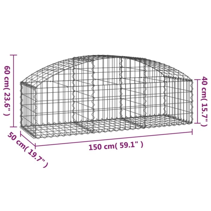 Panier de gabions arqué 150x50x40/60 cm Fer galvanisé – Image 3