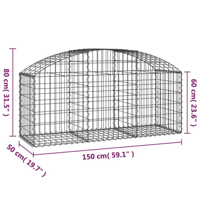 Panier de gabions arqué 150x50x60/80 cm Fer galvanisé – Image 3