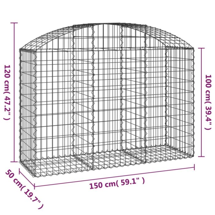 Panier de gabions arqué 150x50x100/120 cm Fer galvanisé – Image 3