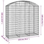 Panier de gabions arqué 150x50x140/160 cm Fer galvanisé – Image 3