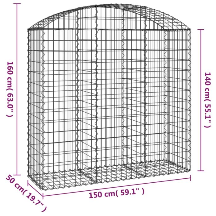 Panier de gabions arqué 150x50x140/160 cm Fer galvanisé – Image 3