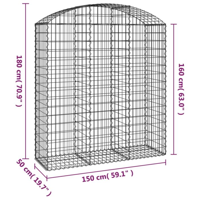 Panier de gabions arqué 150x50x160/180 cm Fer galvanisé – Image 3