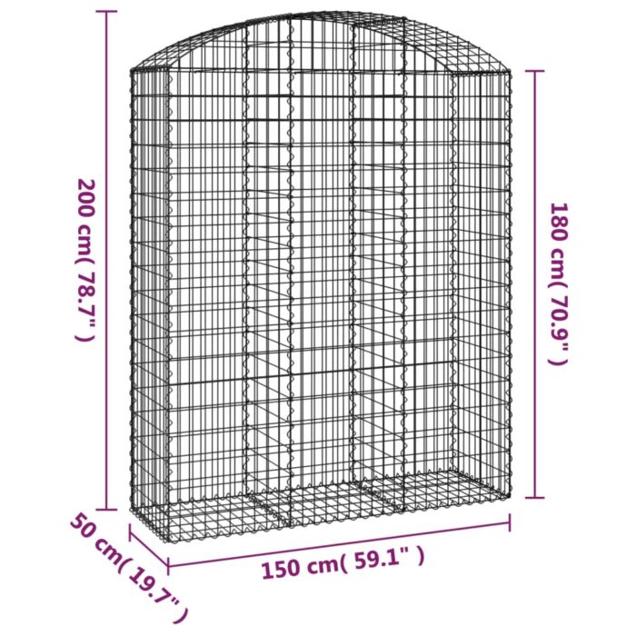 Panier de gabions arqué 150x50x180/200 cm Fer galvanisé – Image 3