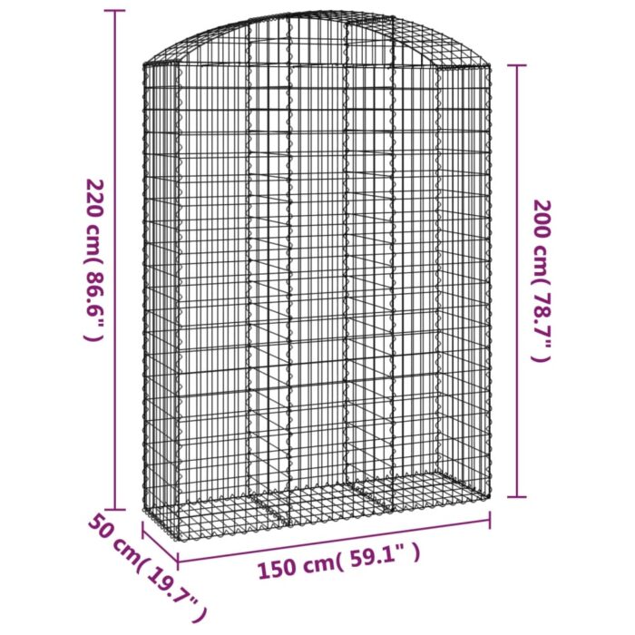 Panier de gabions arqué 150x50x200/220 cm Fer galvanisé – Image 3