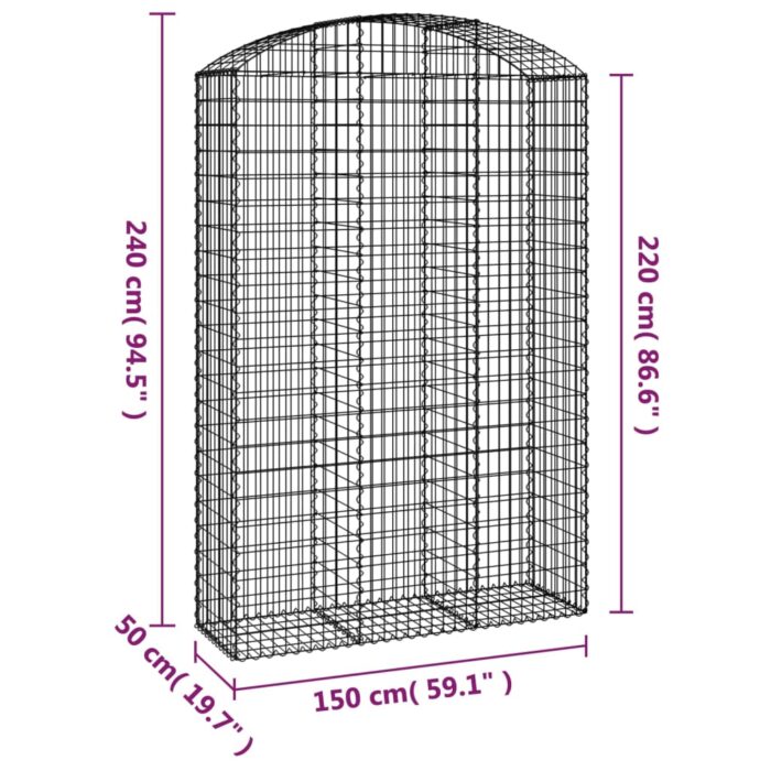 Panier de gabions arqué 150x50x220/240 cm Fer galvanisé – Image 3