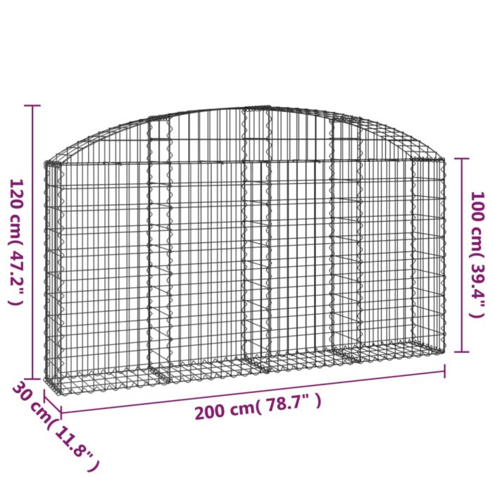 VXL8720845651282_g_en_hd_3.jpg Panier de gabions arqué 200x30x100/120 cm Fer galvanisé – Image 3