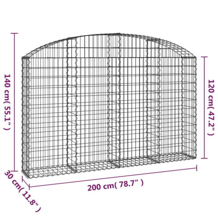 Panier de gabions arqué 200x30x120/140 cm Fer galvanisé – Image 3