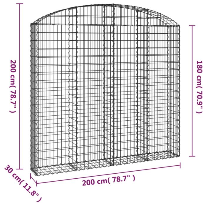Panier de gabions arqué 200x30x180/200 cm Fer galvanisé – Image 3