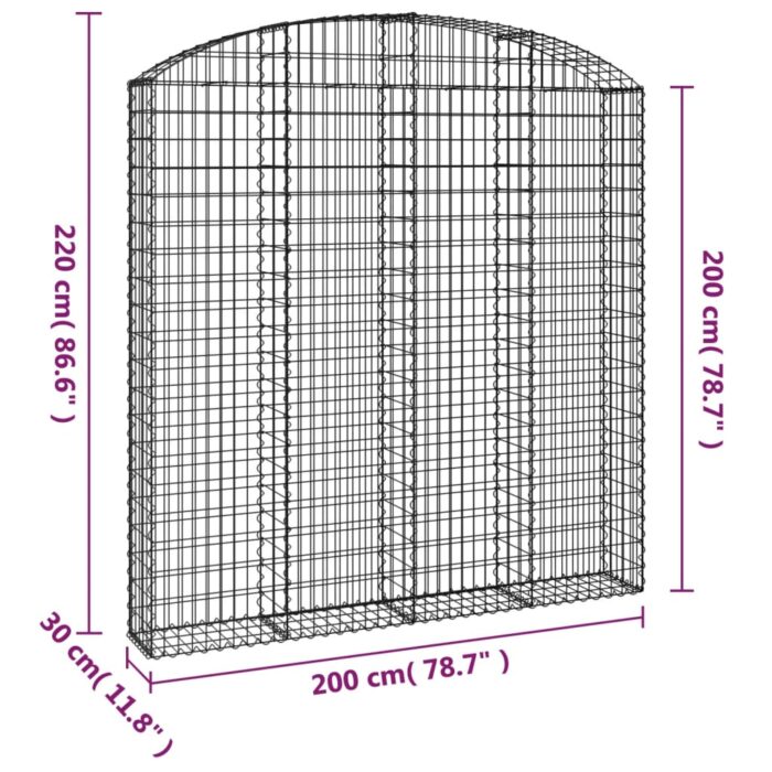 Panier de gabions arqué 200x30x200/220 cm Fer galvanisé – Image 3