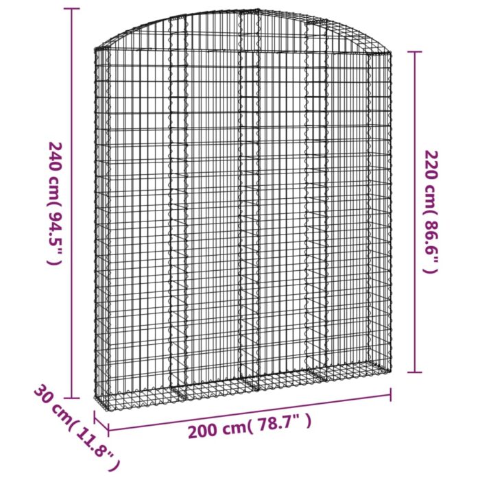 Panier de gabions arqué 200x30x220/240 cm Fer galvanisé – Image 3