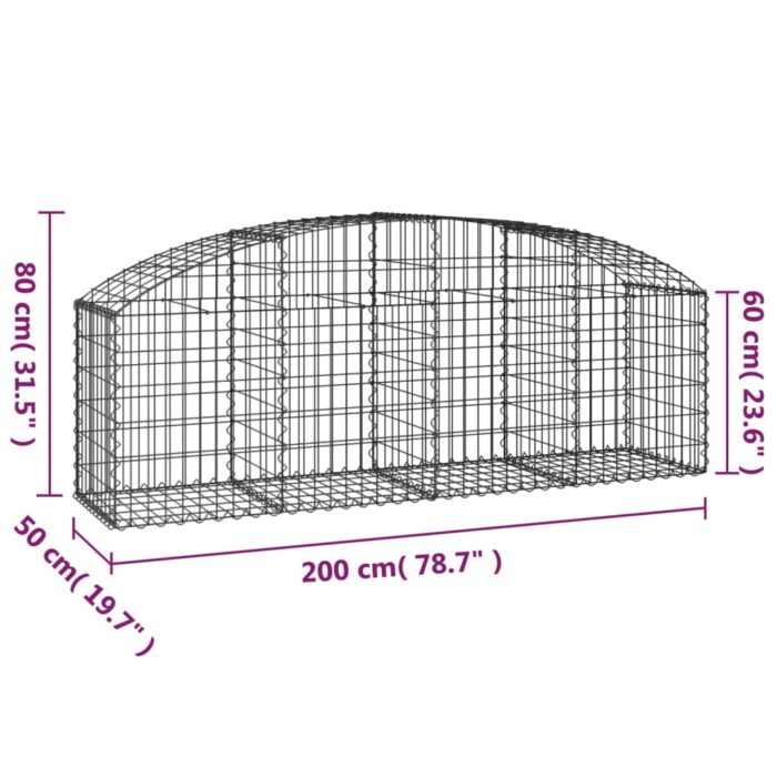 VXL8720845651367_g_en_hd_3.jpg Panier de gabions arqué 200x50x60/80 cm Fer galvanisé – Image 3
