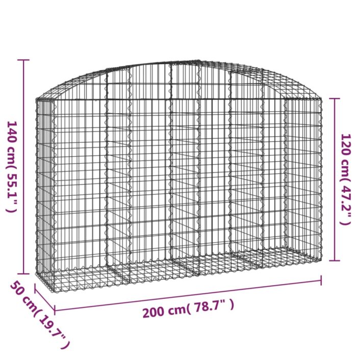 Panier de gabions arqué 200x50x120/140 cm Fer galvanisé – Image 3