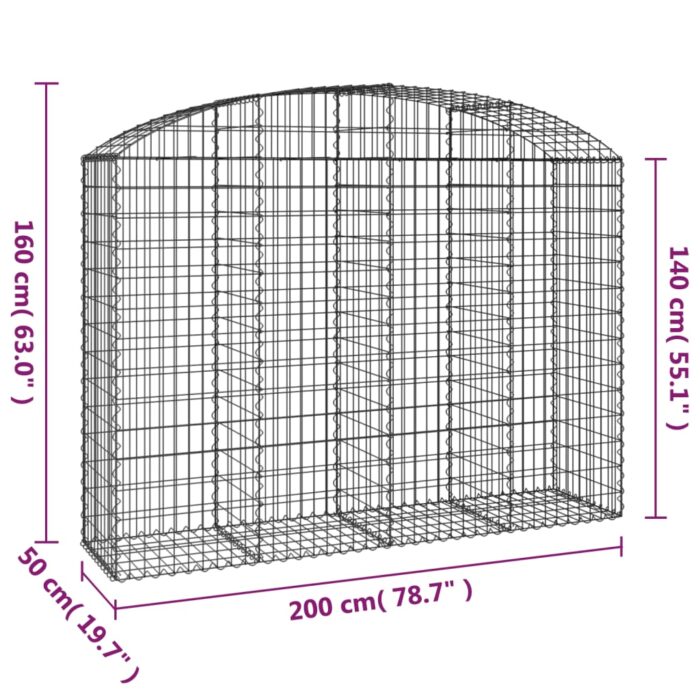 Panier de gabions arqué 200x50x140/160 cm Fer galvanisé – Image 3