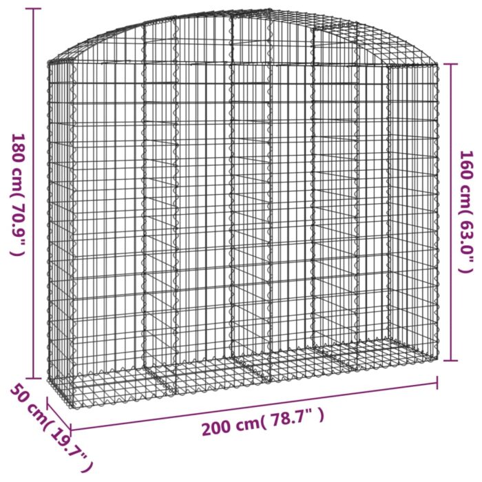 Panier de gabions arqué 200x50x160/180 cm Fer galvanisé – Image 3