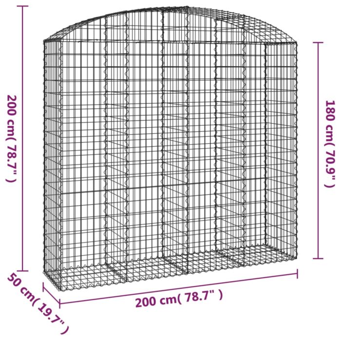 Panier de gabions arqué 200x50x180/200 cm Fer galvanisé – Image 3