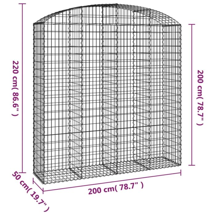 Panier de gabions arqué 200x50x200/220 cm Fer galvanisé – Image 3