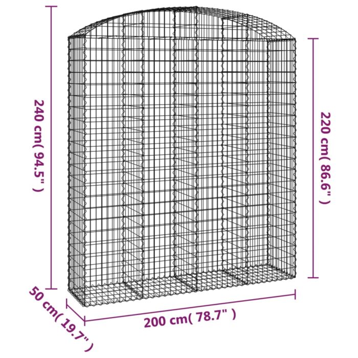 Panier de gabions arqué 200x50x220/240 cm Fer galvanisé – Image 3