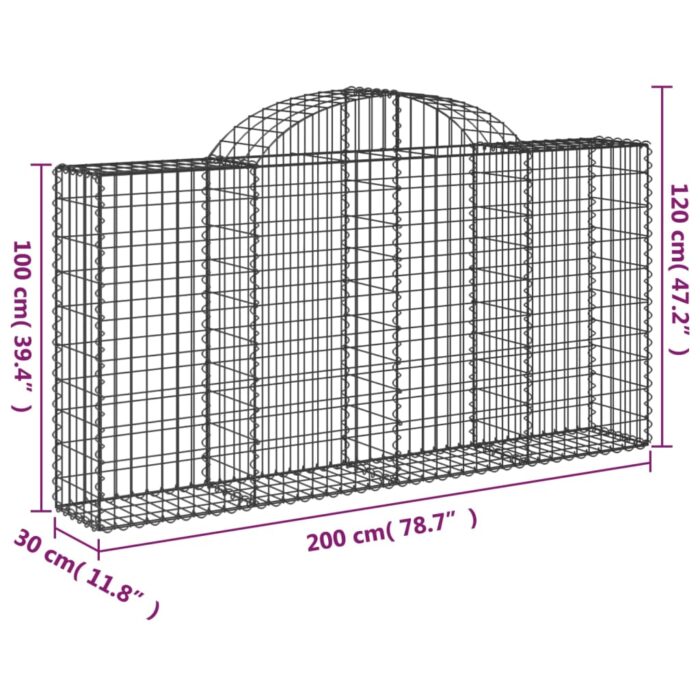 Panier de gabions arqué 200x30x100/120 cm Fer galvanisé – Image 3