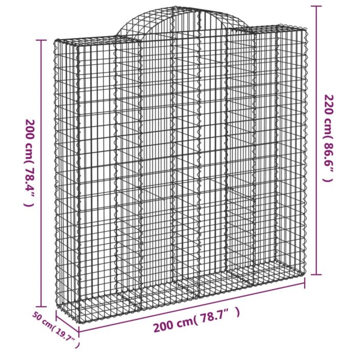 Panier de gabions arqué 200x50x200/220 cm Fer galvanisé – Image 3
