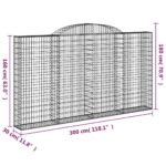 Panier de gabions arqué 300x30x160/180 cm Fer galvanisé – Image 3