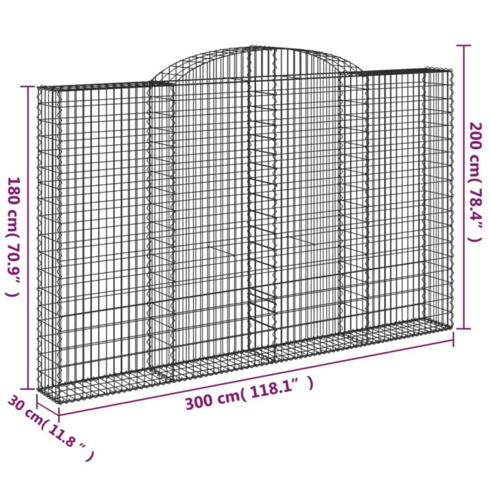 Panier de gabions arqué 300x30x180/200 cm Fer galvanisé – Image 3
