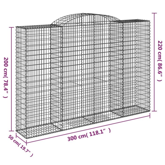 Panier de gabions arqué 300x50x200/220 cm Fer galvanisé – Image 3