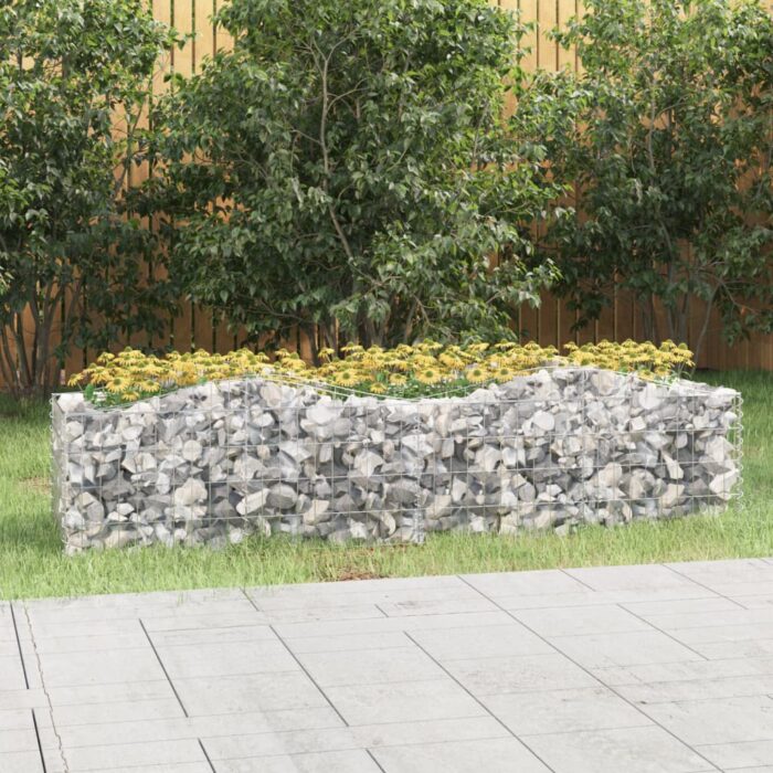 Lit surélevé à gabions arqué 200x50x50 cm Fer galvanisé – Image 1