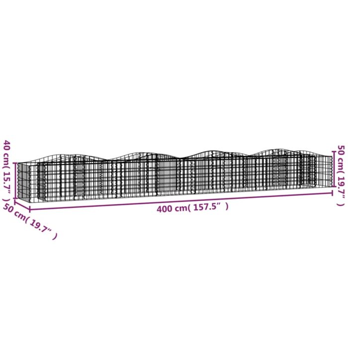 Lit surélevé à gabions arqué 400x50x50 cm Fer galvanisé – Image 3